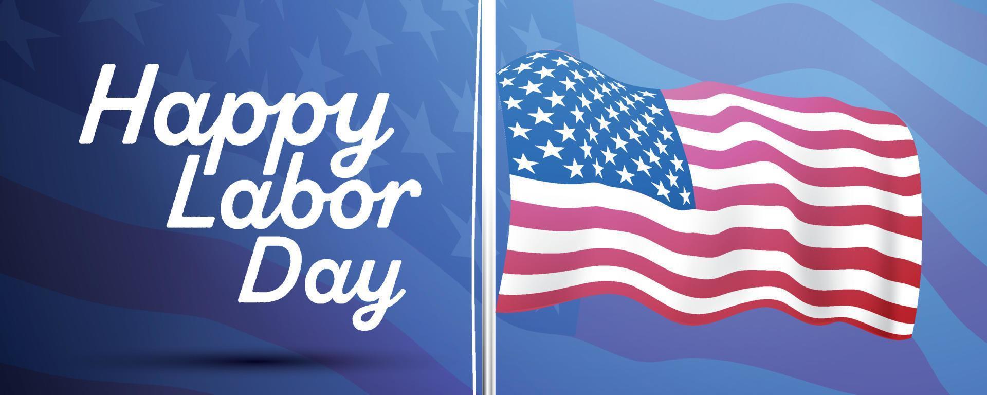 Feliz Día del Trabajo. banner con bandera americana de estados unidos. vector