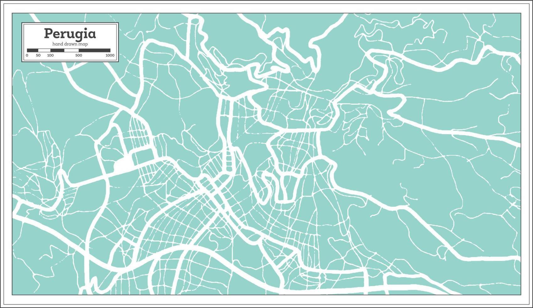 Perugia Italy City Map in Retro Style. Outline Map. vector