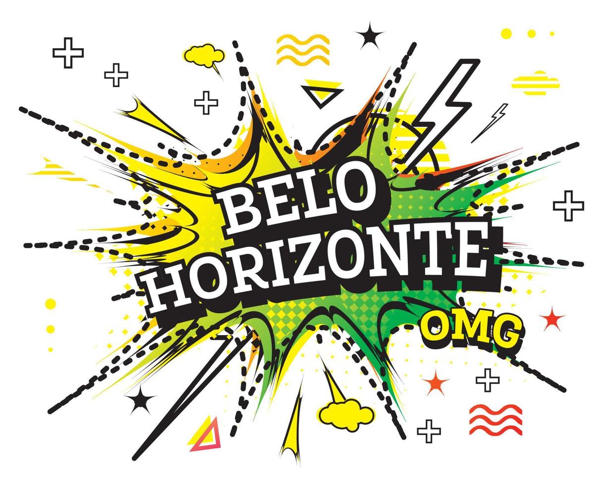 belo horizonte texto cómico en estilo pop art aislado sobre fondo blanco. vector