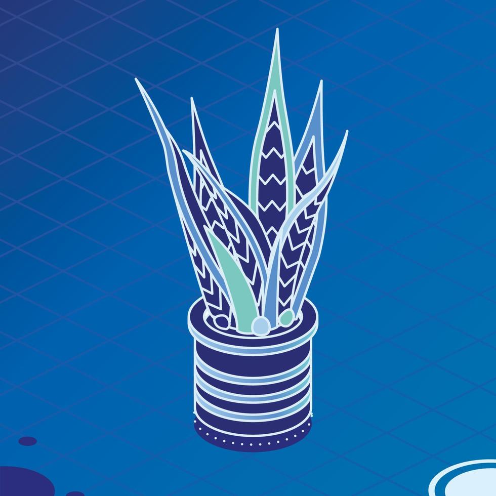 sansevieria isométrica. planta de interior sobre fondo azul. vector