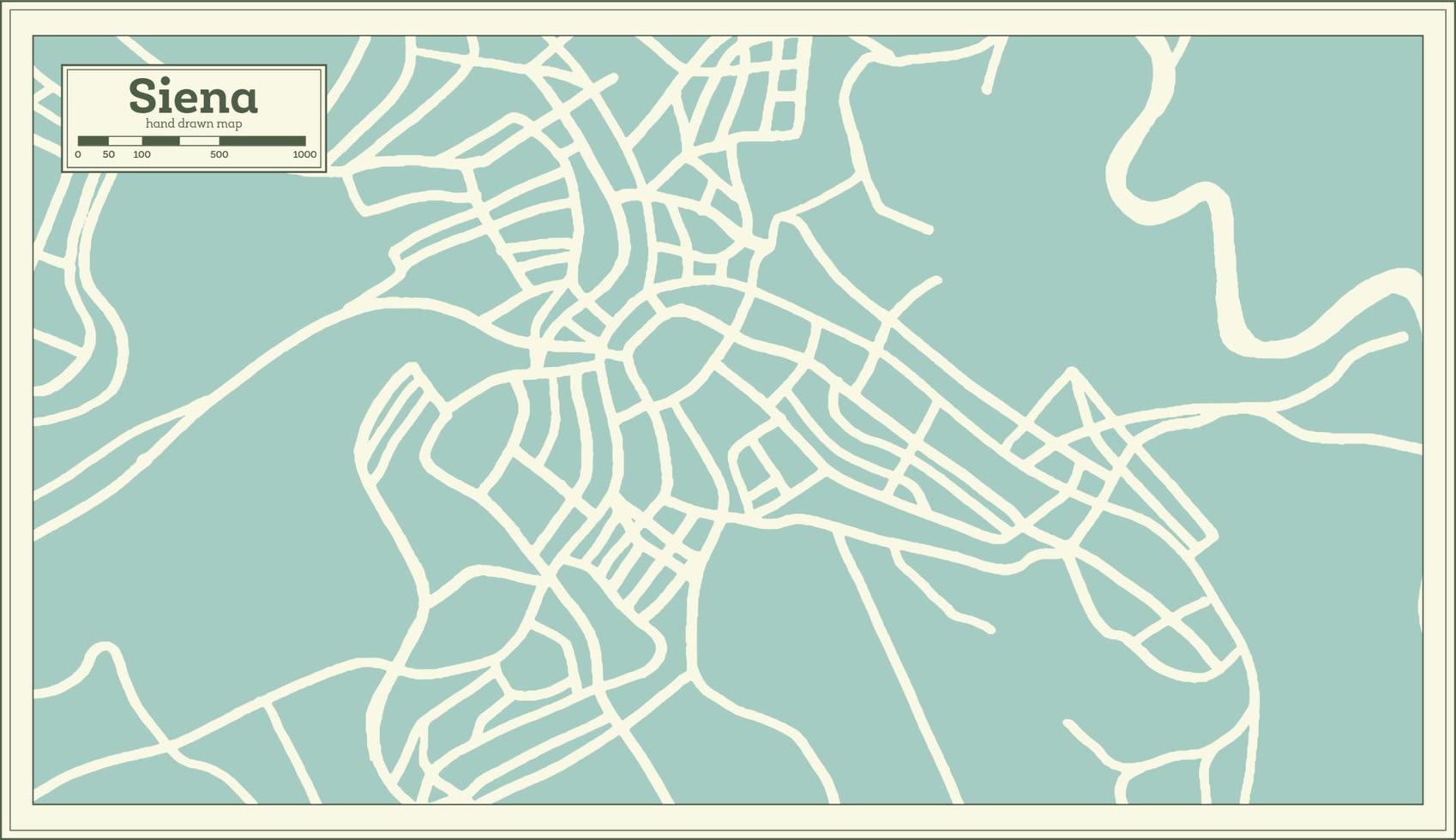 mapa de la ciudad de siena italia en estilo retro. esquema del mapa. vector