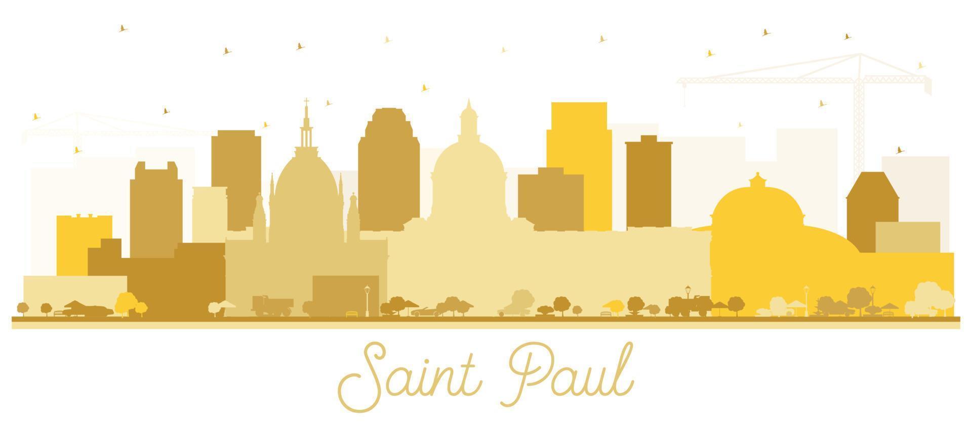 Saint Paul Minnesota City Skyline Silhouette with Golden Buildings Isolated on White. vector