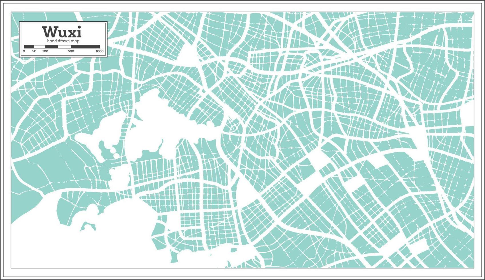 Wuxi China City Map in Retro Style. Outline Map. vector