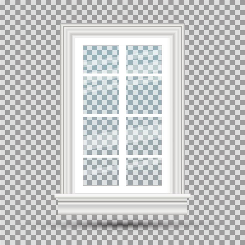 Glass Window Isolated on Transparent Background. Vector Illustration.