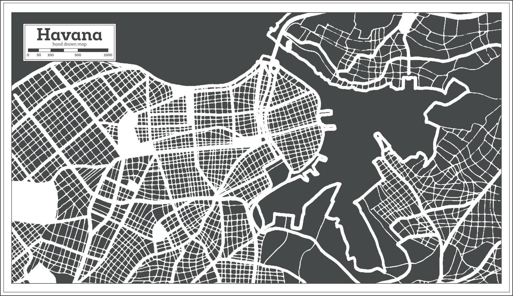 mapa de la ciudad de la habana cuba en estilo retro. esquema del mapa. vector