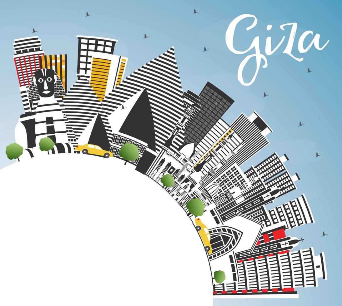 Giza Egypt City Skyline with Gray Buildings, Blue Sky and Copy Space. vector