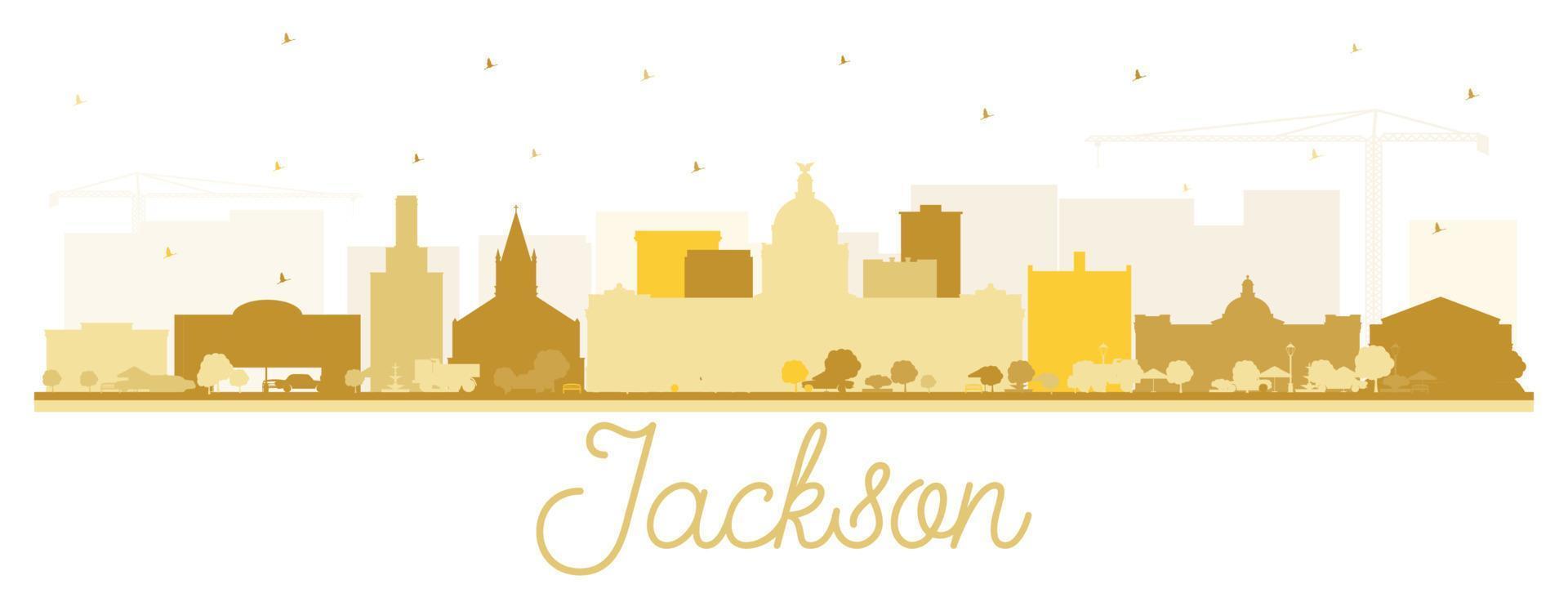 Jackson Mississippi City Skyline Silhouette with Golden Buildings Isolated on White. vector