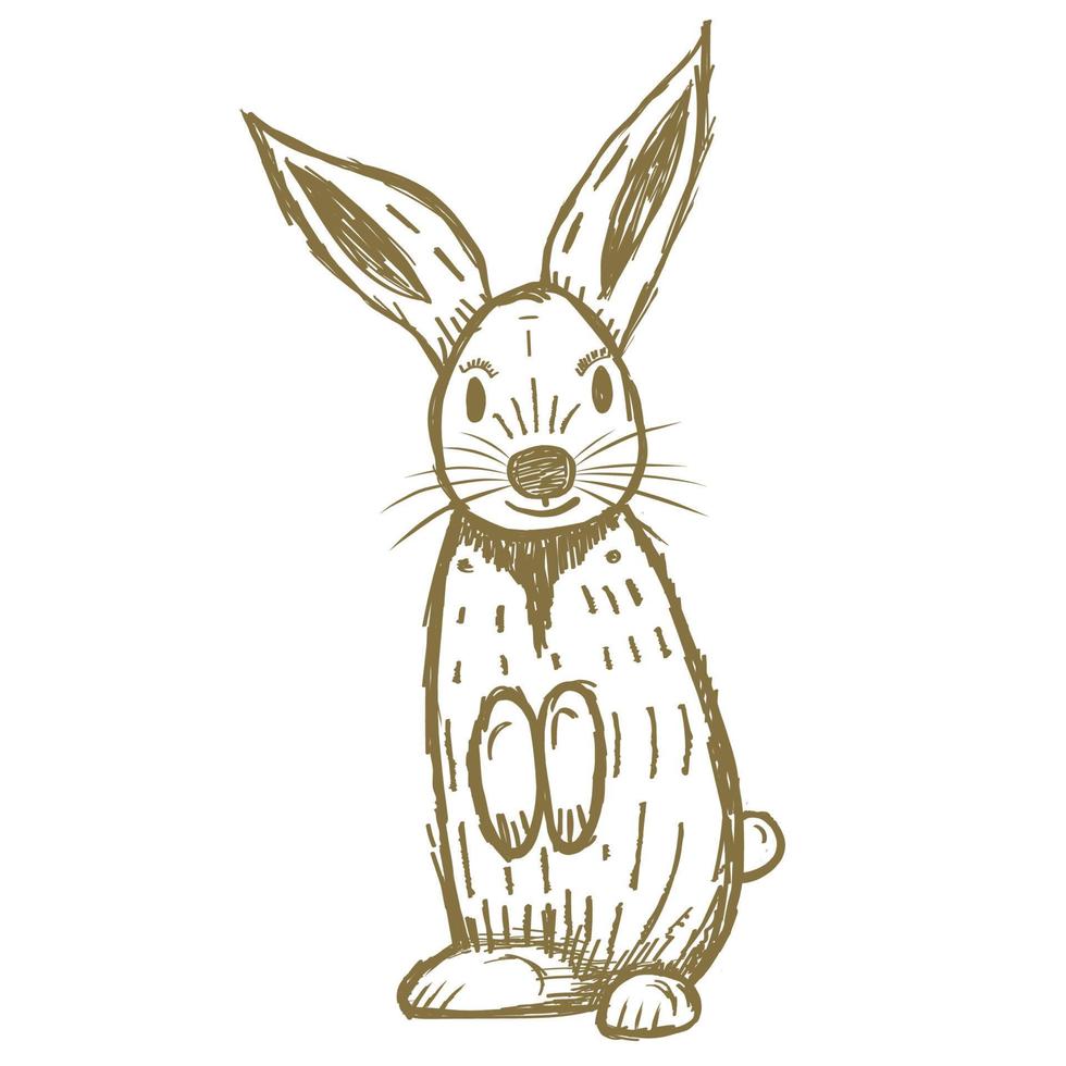 Cute Hand Drawn Rabbit Isolated on White. vector