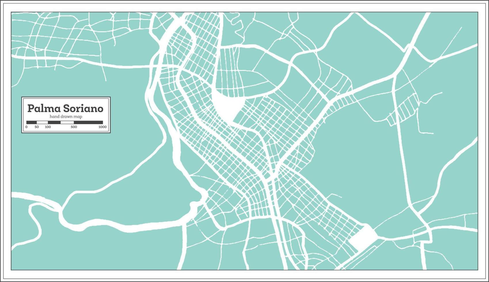 Palma Soriano Cuba City Map in Retro Style. Outline Map. vector