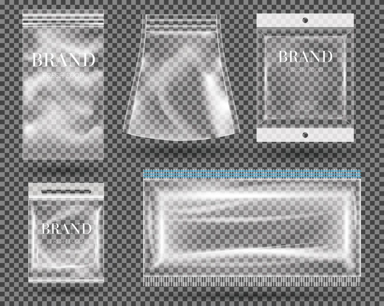 Set Of Transparent Empty Plastic Packaging. vector