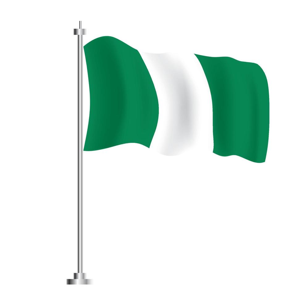 Nigerian Flag. Isolated Wave Flag of Nigeria Country. vector