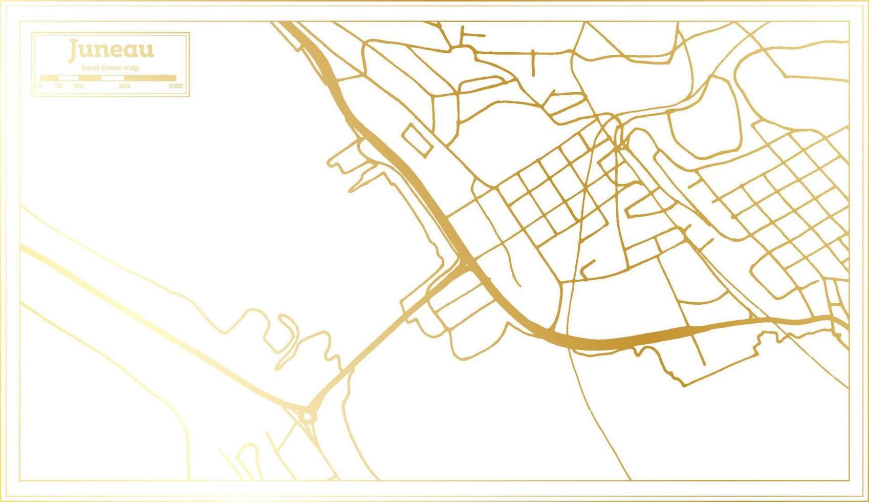 Juneau USA City Map in Retro Style in Golden Color. Outline Map. vector