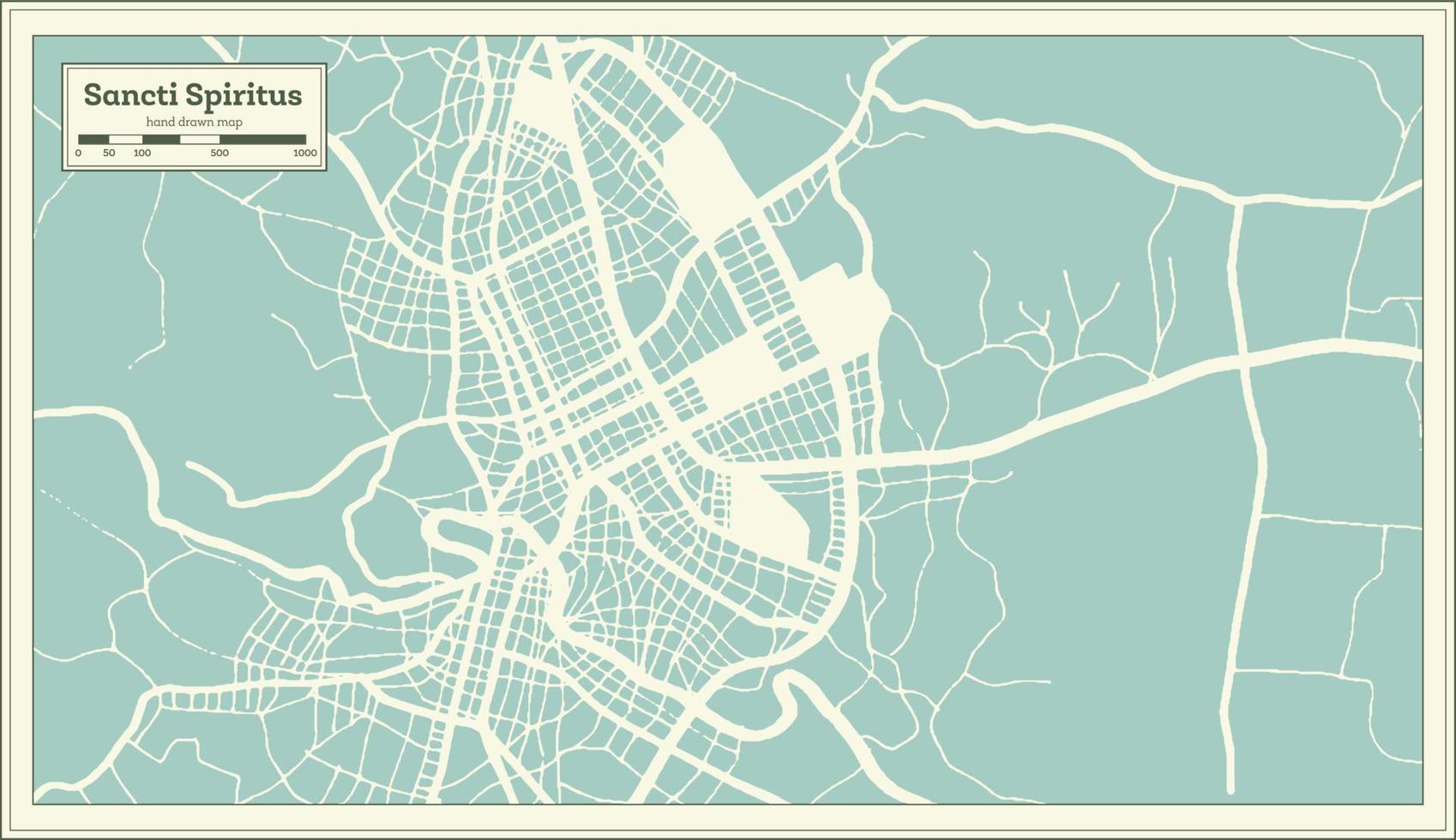 mapa de la ciudad de sancti spiritus cuba en estilo retro. esquema del mapa. vector