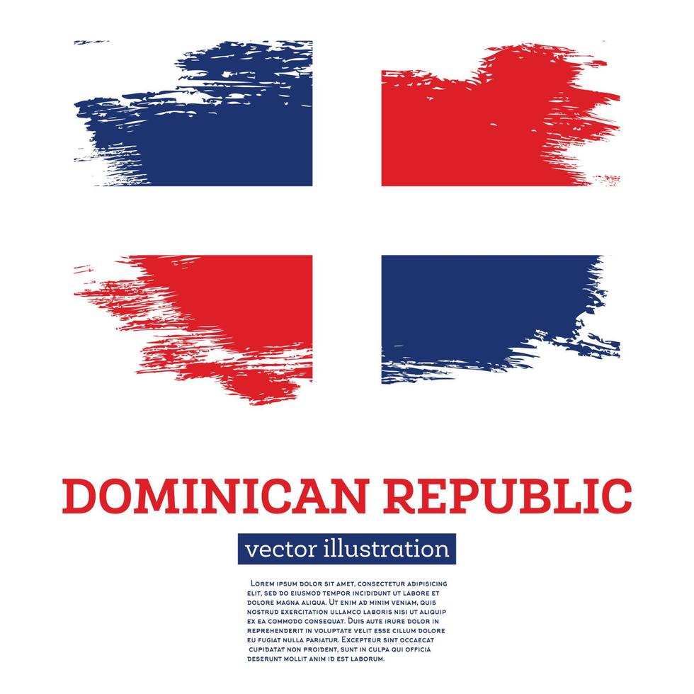 bandera de república dominicana con pinceladas. día de la Independencia. vector