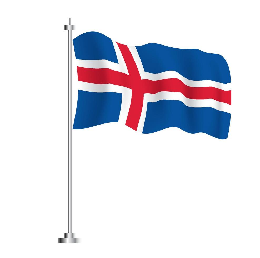 Iceland Flag. Isolated Wave Flag of Iceland Country. vector