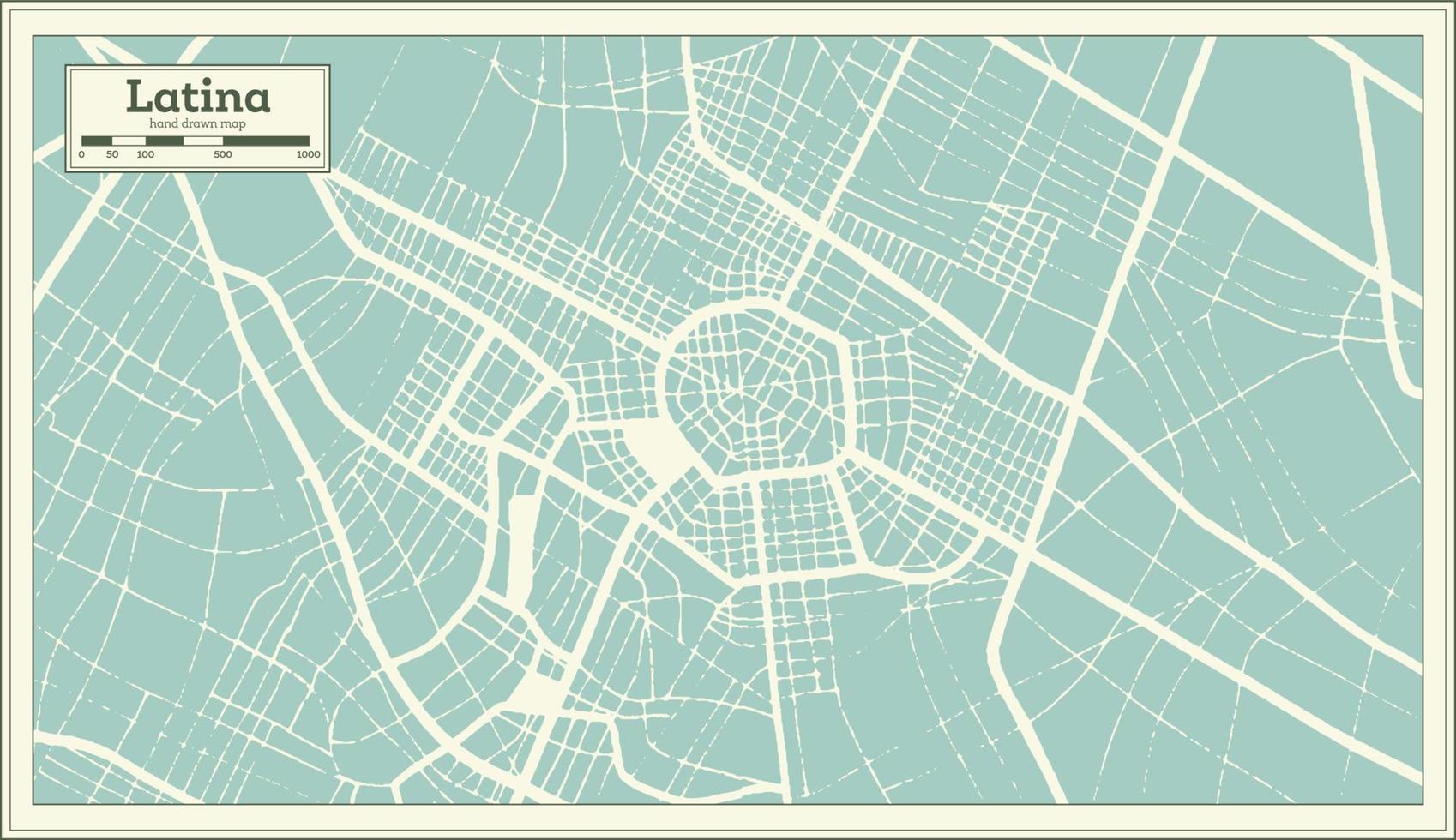 Latina Italy City Map in Retro Style. Outline Map. vector