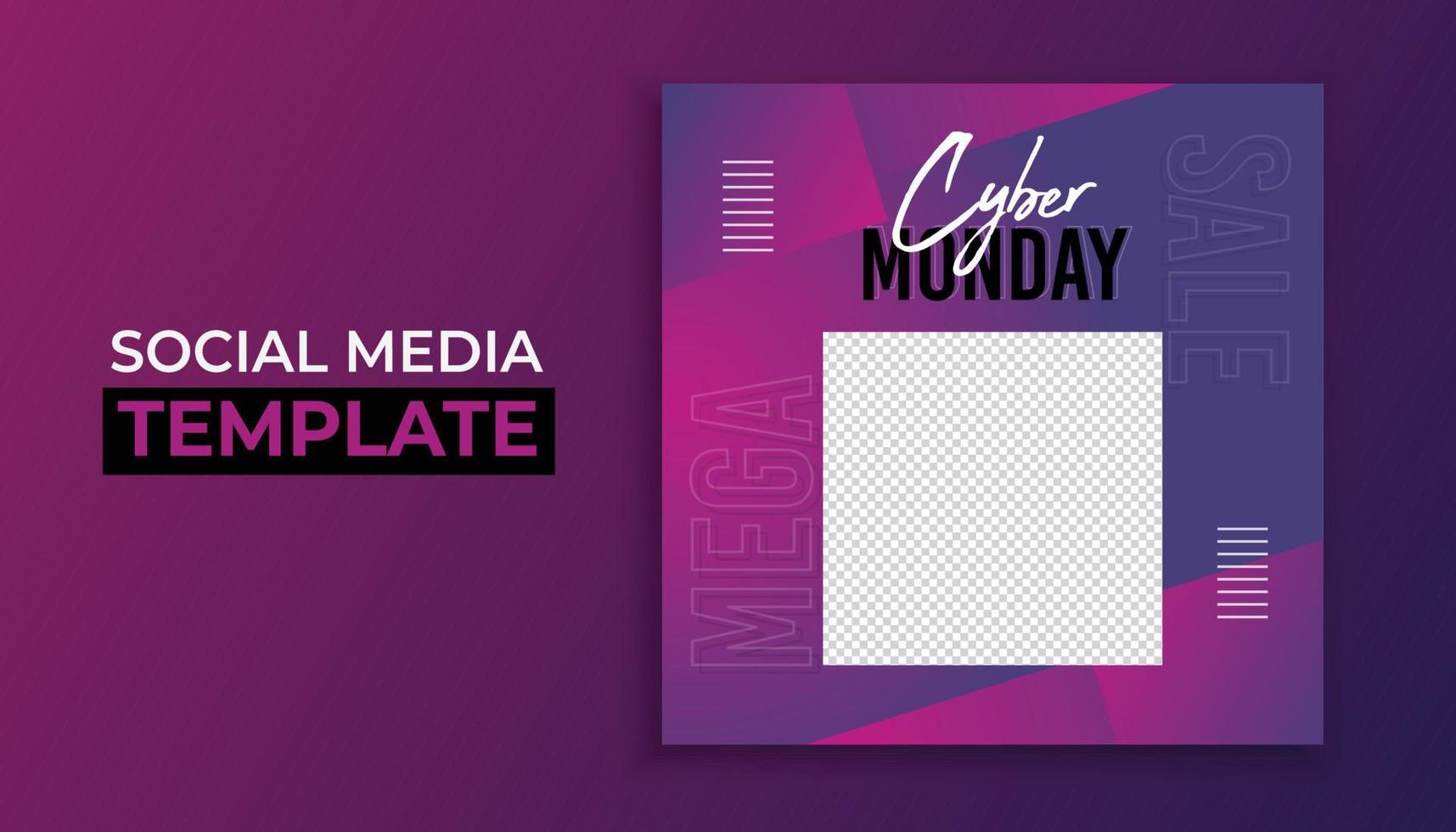Cyber monday sale social media post template design vector