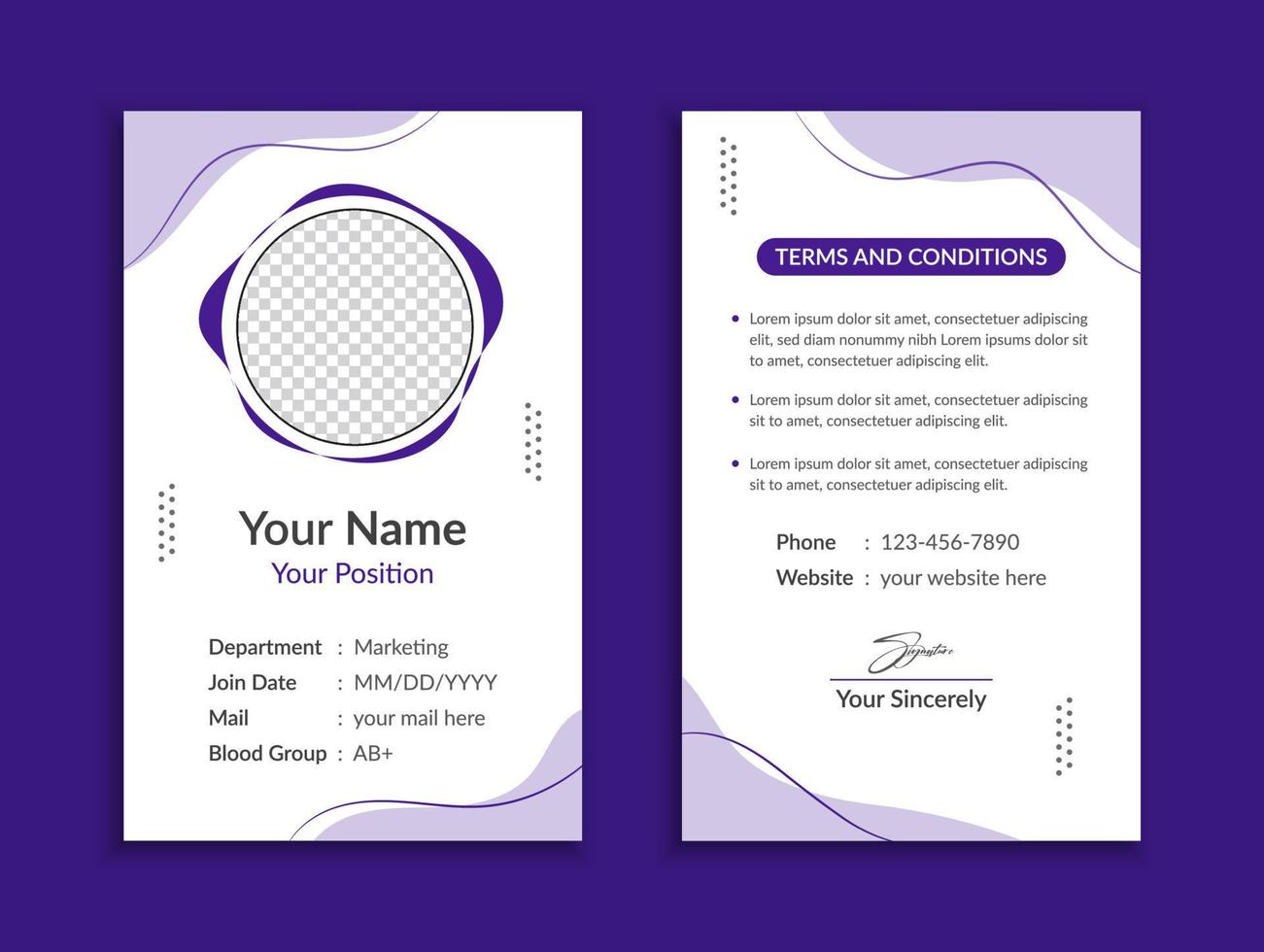 Abstract id card template design vector