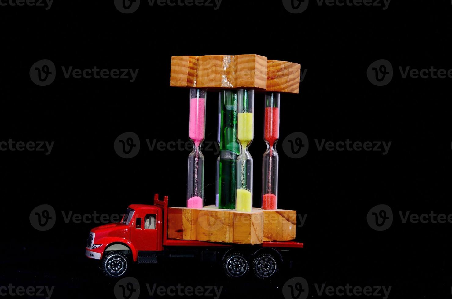 Toy truck on black background photo