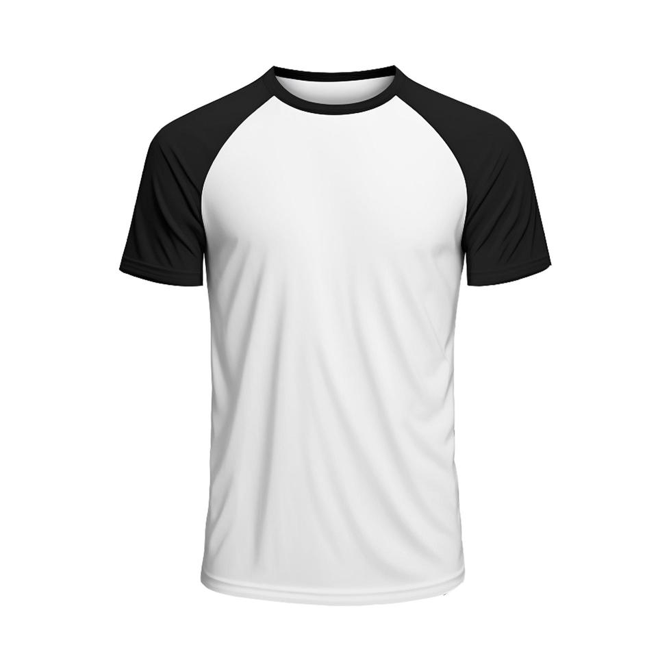 Men's white and black t-shirt Blank with short sleeve mockup, Front view photo