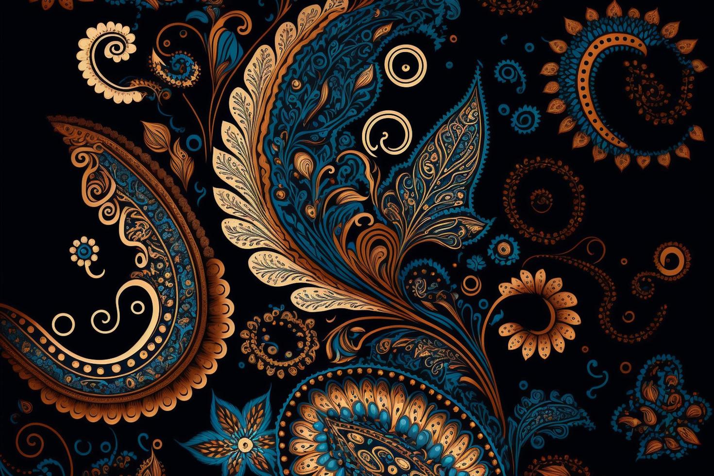 Paisley patrón vectorial sin costuras, fondo vintage en estilo batik foto