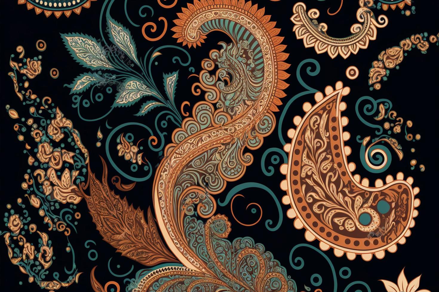 Paisley seamless vector pattern, Vintage background in batik style photo