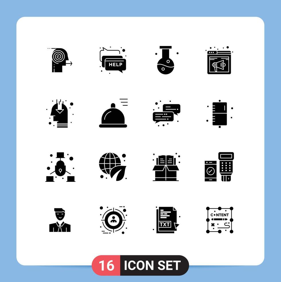 paquete de iconos vectoriales de stock de 16 signos y símbolos de línea para el experimento del navegador de mensajes de Internet del altavoz elementos de diseño vectorial editables vector