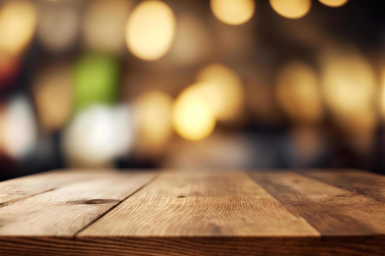 closeup top wood table with Blur Background photo