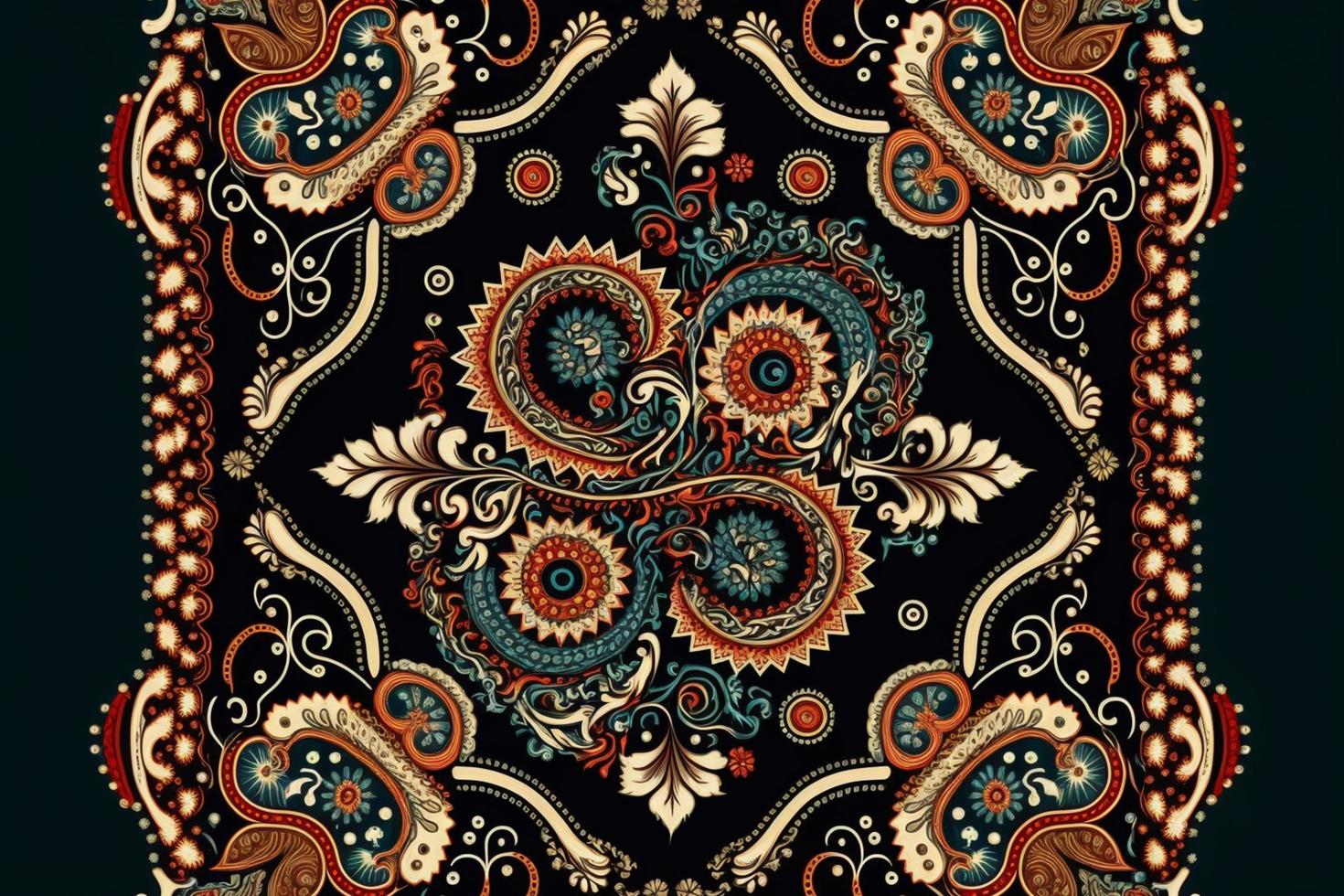 Paisley seamless vector pattern, Vintage background in batik style photo