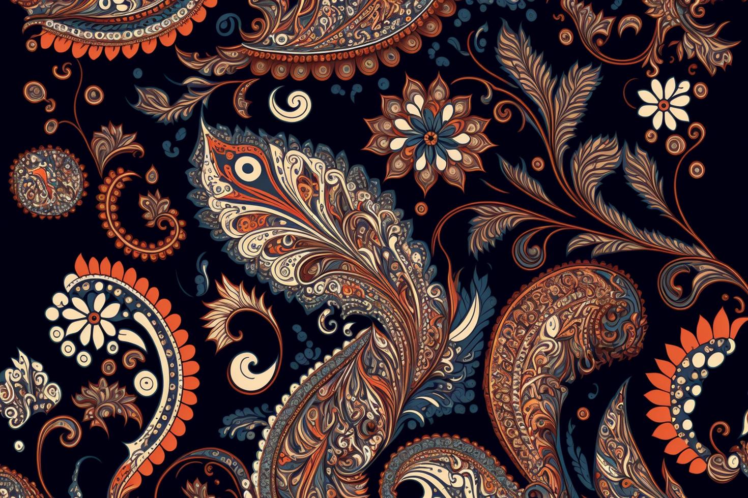 Paisley seamless vector pattern, Vintage background in batik style photo