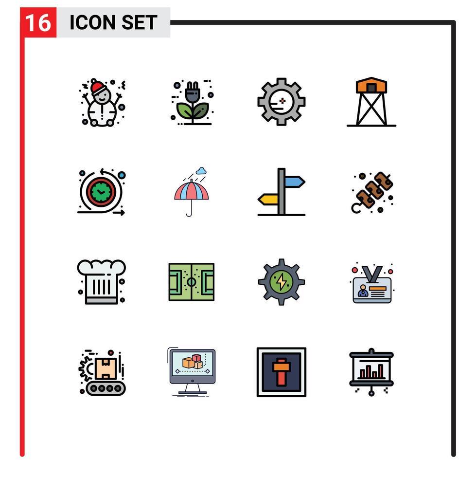 paquete de iconos de vectores de stock de 16 signos y símbolos de línea para elementos de diseño de vectores creativos editables históricos de la torre de engranajes de guerra regulares