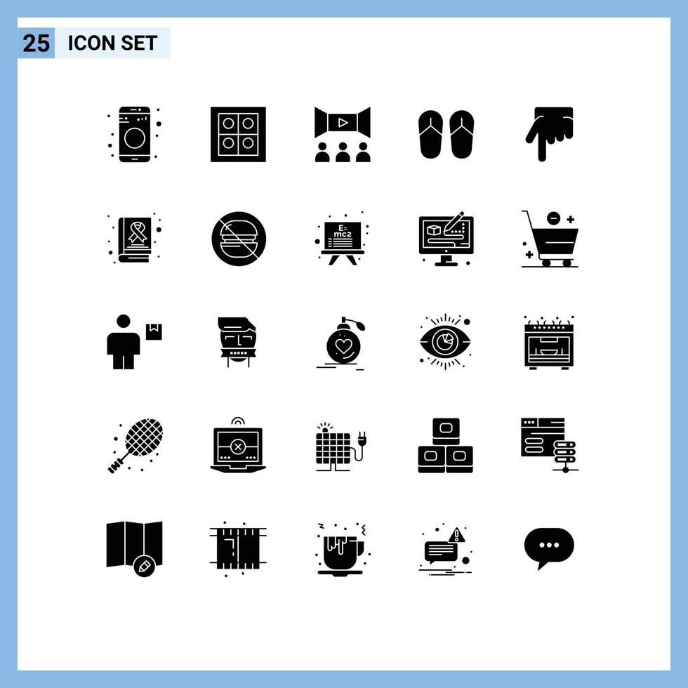 paquete de iconos de vectores de stock de 25 signos y símbolos de línea para elementos de diseño de vectores editables del pie del dedo de la película del índice de conciencia