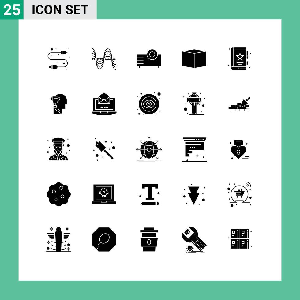 conjunto de 25 iconos de interfaz de usuario modernos signos de símbolos para proyector de caja de sonido de carga de libro elementos de diseño vectorial editables vector