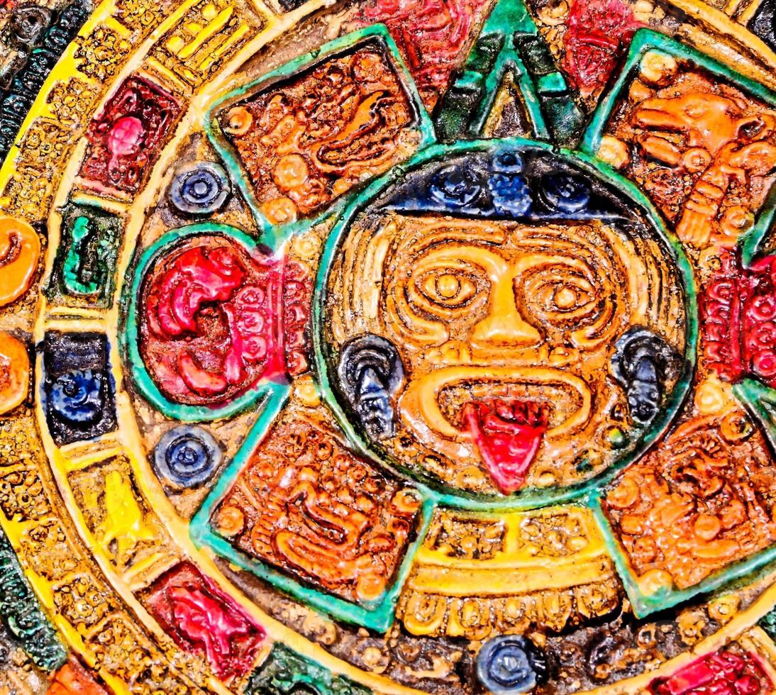 Aztec calendar close-up photo