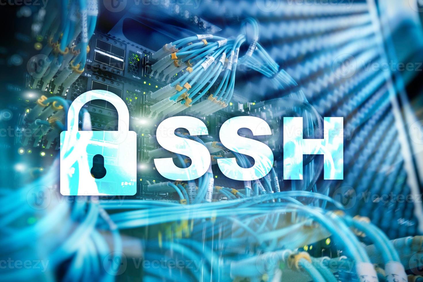 SSH, Secure Shell protocol and software. Data protection, internet and telecommunication concept. photo