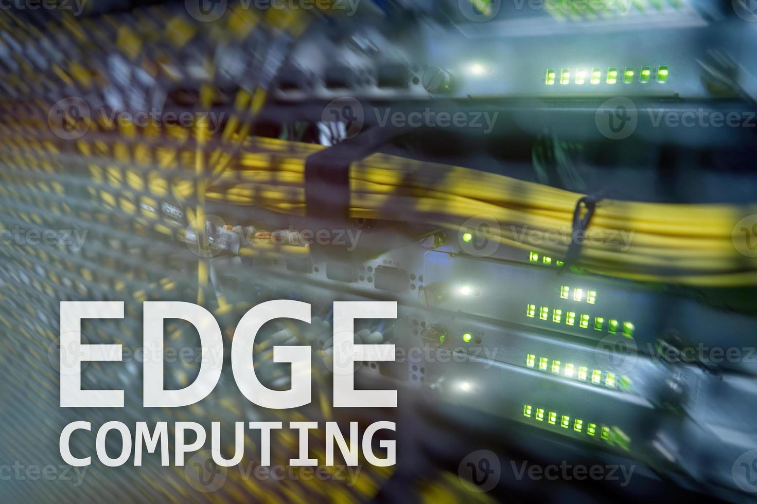 EDGE computing, internet and modern technology concept on modern server room background. photo