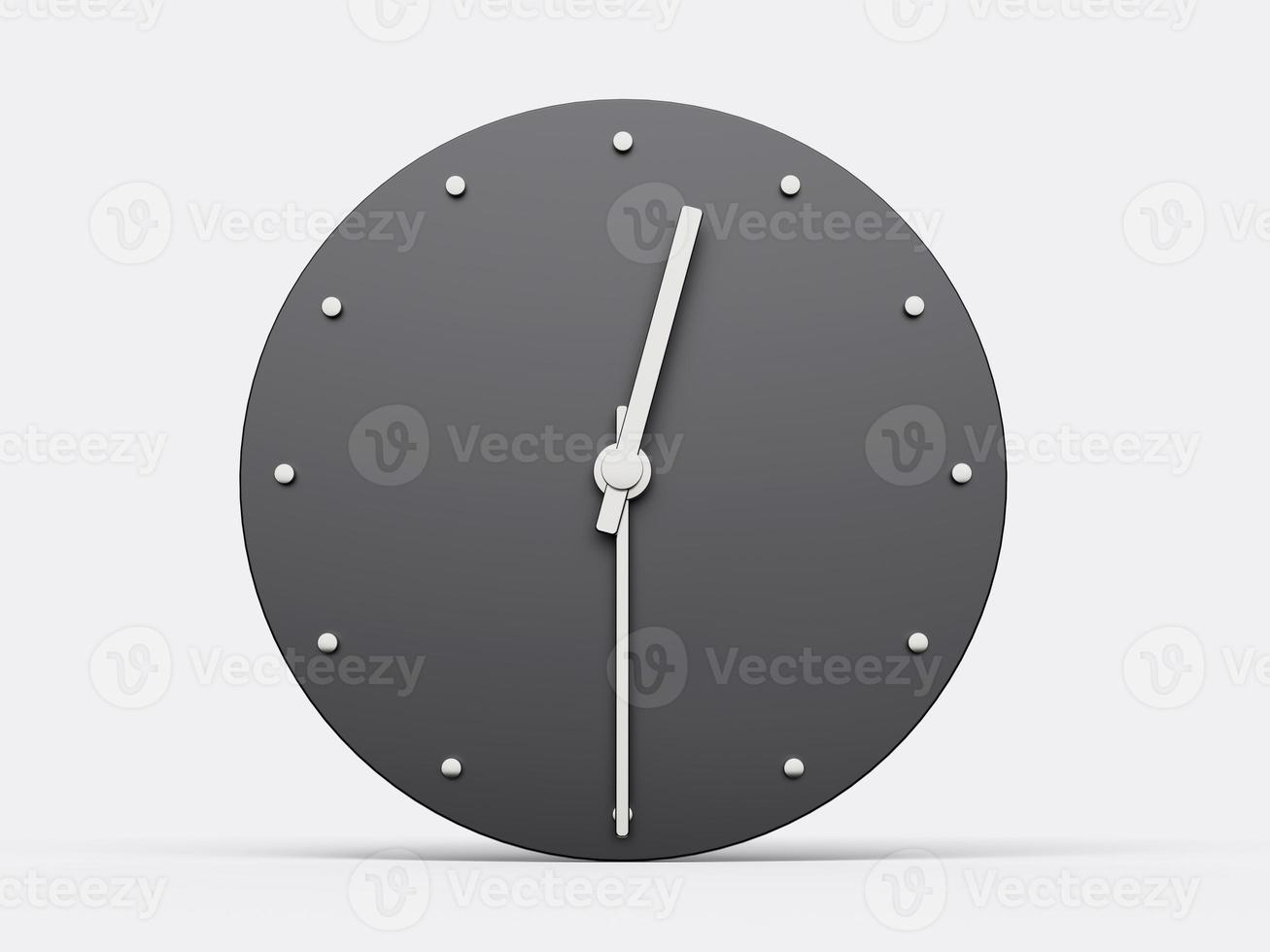 Simple clock gray 12 30 Half past 12 o clock. Modern Minimal Clock. 3D illustration photo