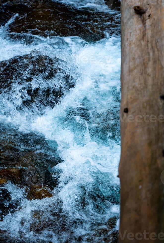 High mountain wild river in national park forest, peacefull fall spring landscape. Water stream in National Park in Poland. Lower alpine trekking path. photo