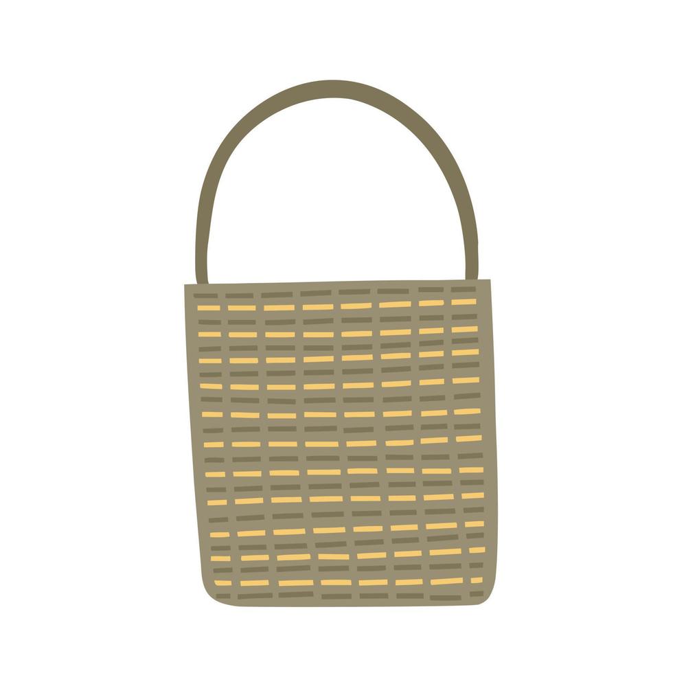 Wicker bag, eco package, zero waste. Illustration for printing, backgrounds, covers and packaging. Image can be used for greeting cards, posters and stickers. Isolated on white background. vector