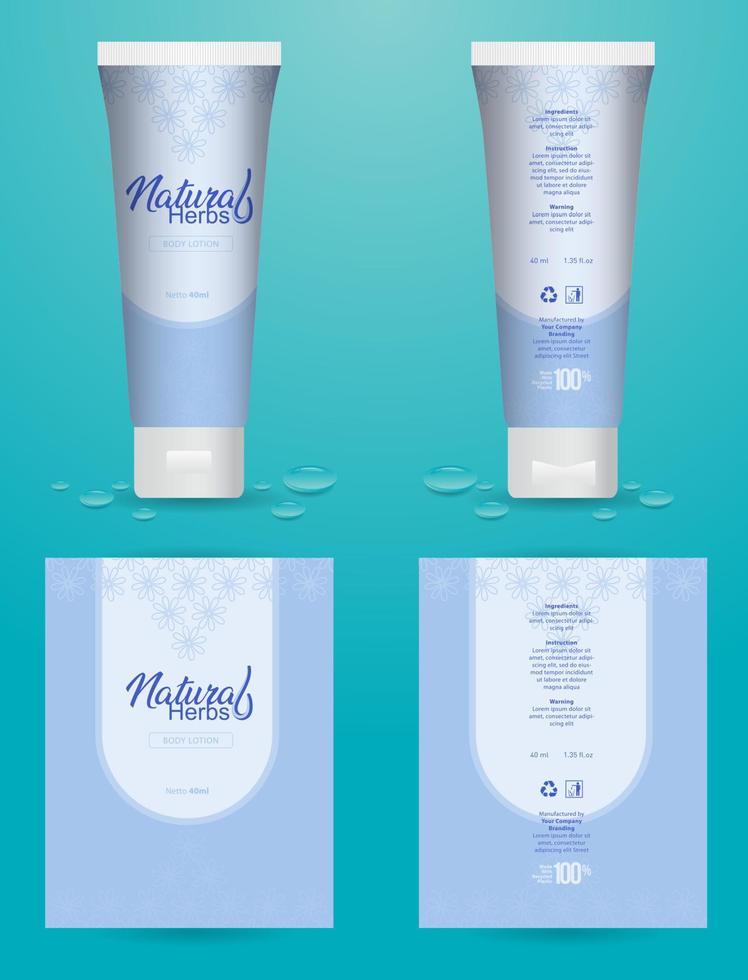 Bottles with sample labels for cosmetics or health care product vector