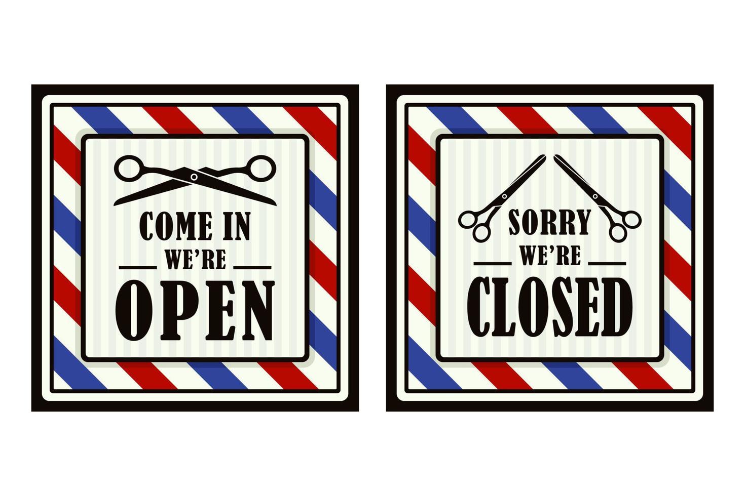 Open and closed signs barbershop banner design collection vector