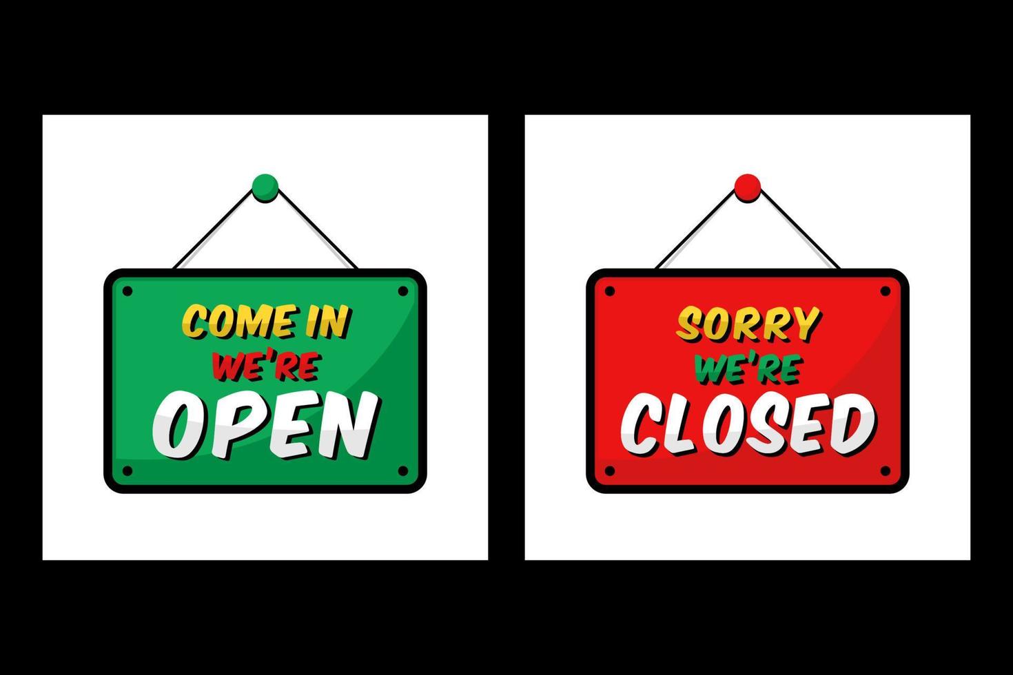 Open and closed signs store information design illustration vector