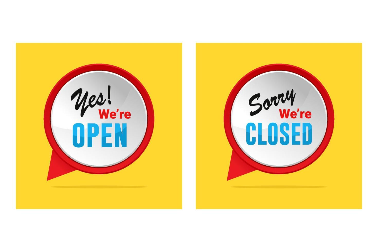 Open and closed signs store information illustration vector