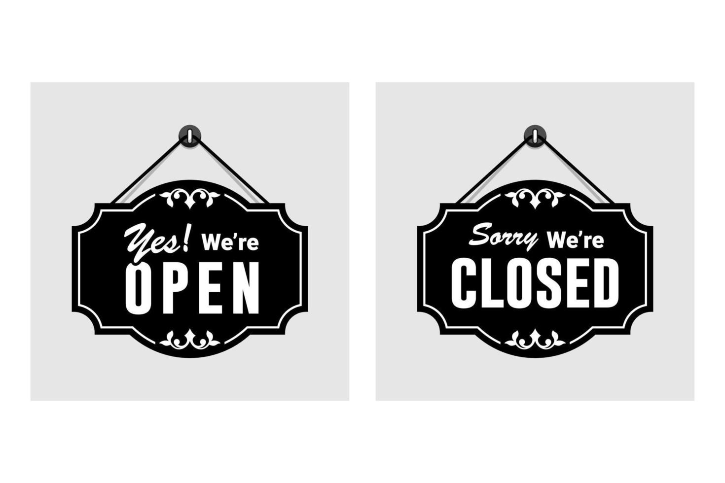 Open and closed signs store information design vector