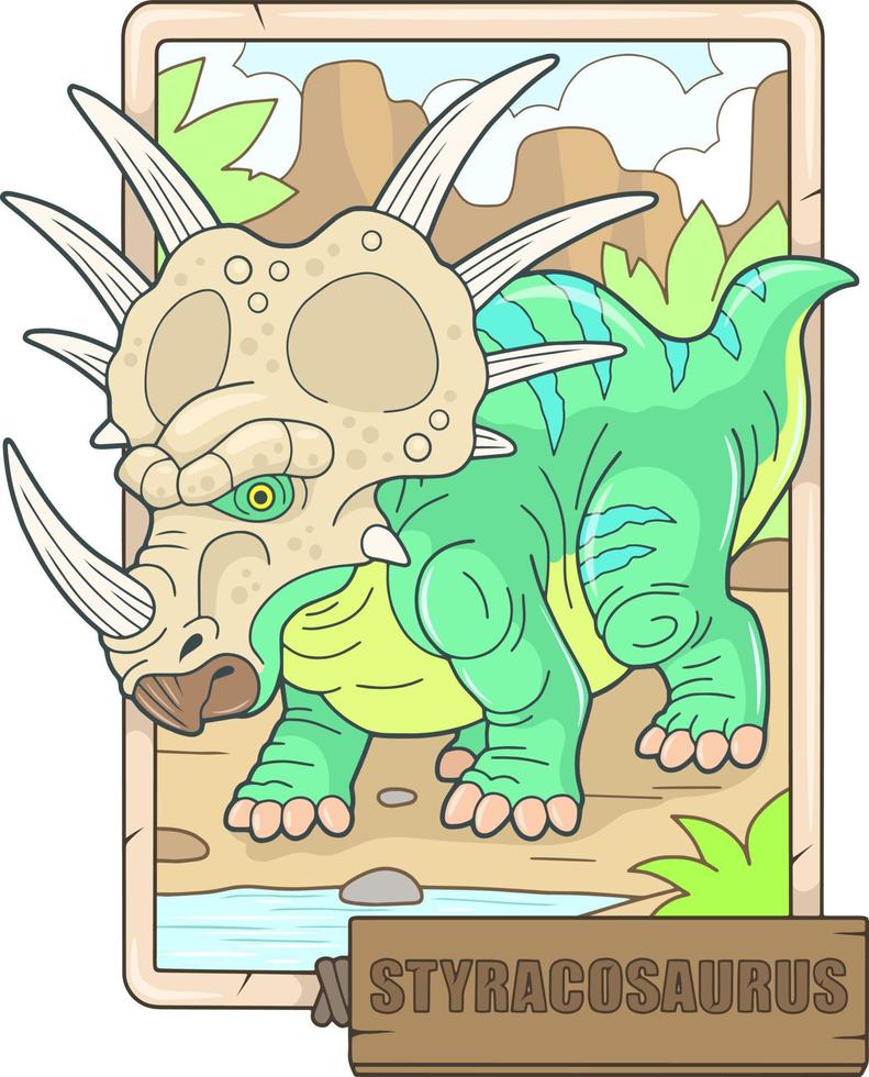 dinosaurio prehistórico styracosaurus, diseño de ilustración vector