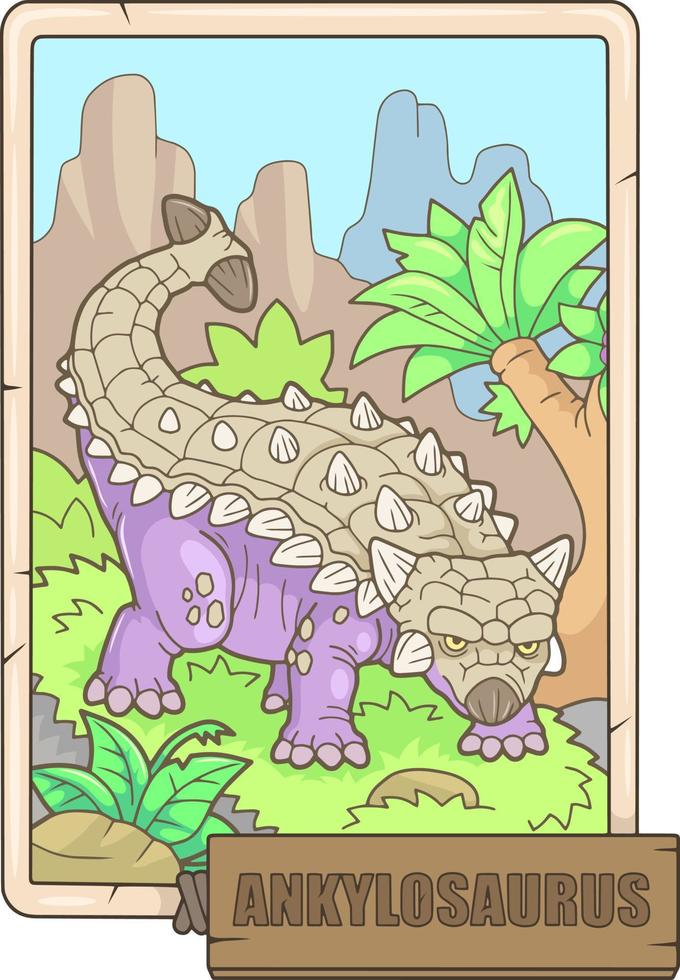 dinosaurio prehistórico ankylosaurus, ilustración divertida vector