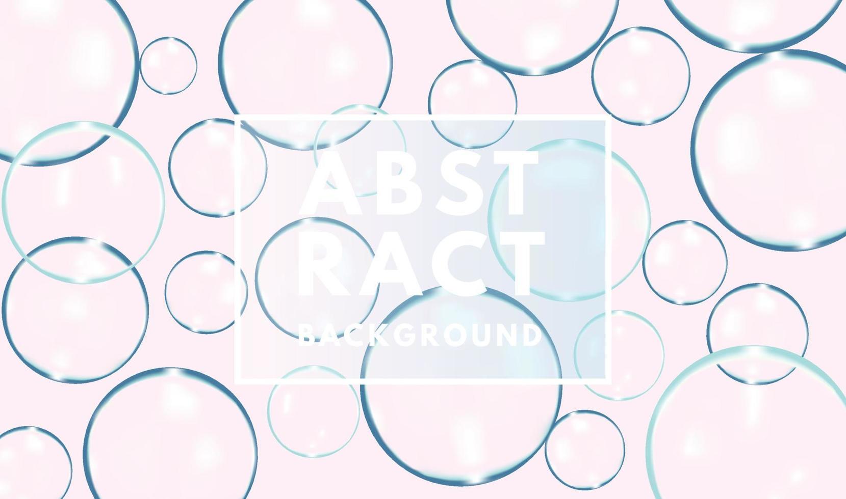 Bubbles blue circle transparent round shape 3d abstract light pink background vector