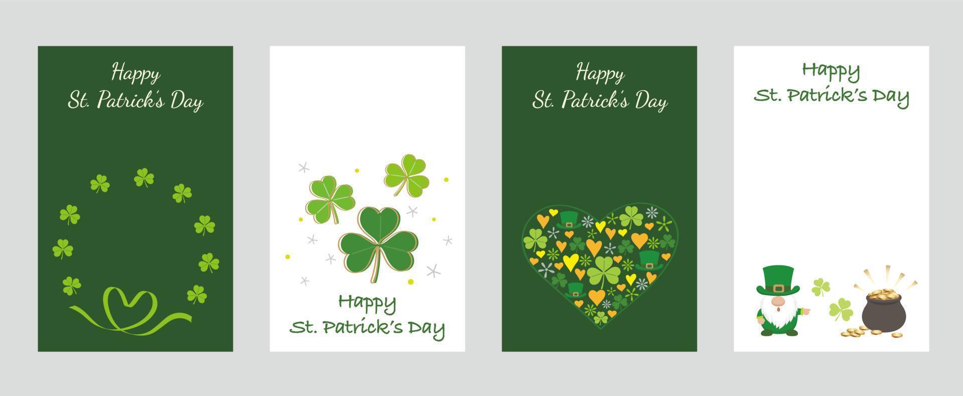 Vector St. Patricks Day Greeting Card Set Isolated On A Plain Background.