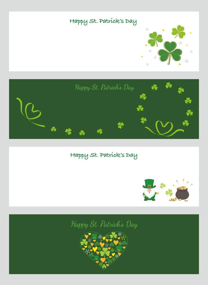 Vector St. Patricks Day Greeting Card Set Isolated On A Plain Background.