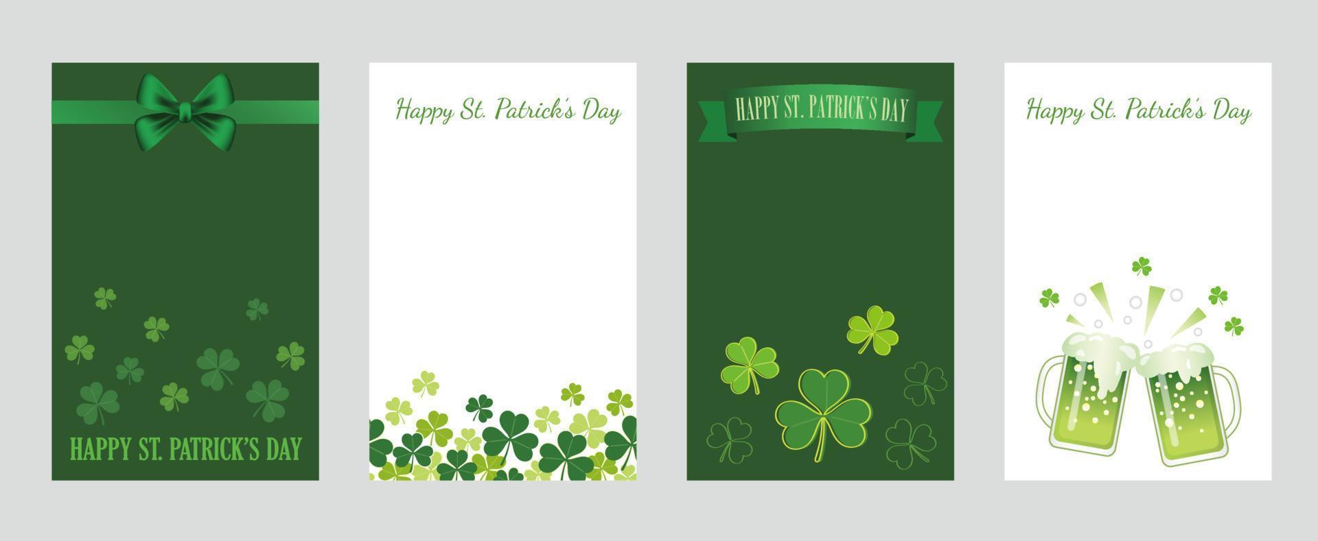 Vector St. Patricks Day Greeting Card Set Isolated On A Plain Background.
